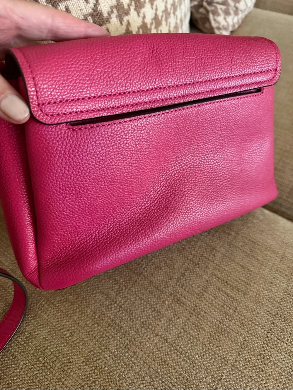 Michael Kors Women's Hot Pink Leather Crossbody Bag with Gold Hardware